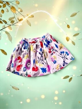 Mini Boden Girls Skirt 🐿️ Warm Gray Woodland Animals Twirl Size 3–4 EUC